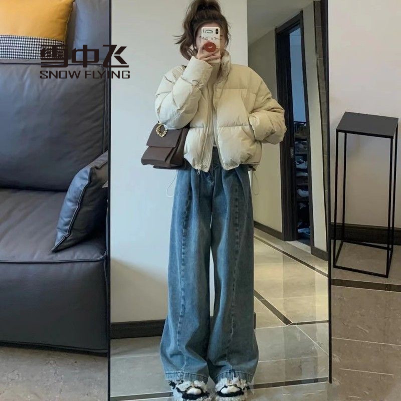 雪中飞绒服羽服女短款东大门韩版2023冬新款宽松立领小个子加厚