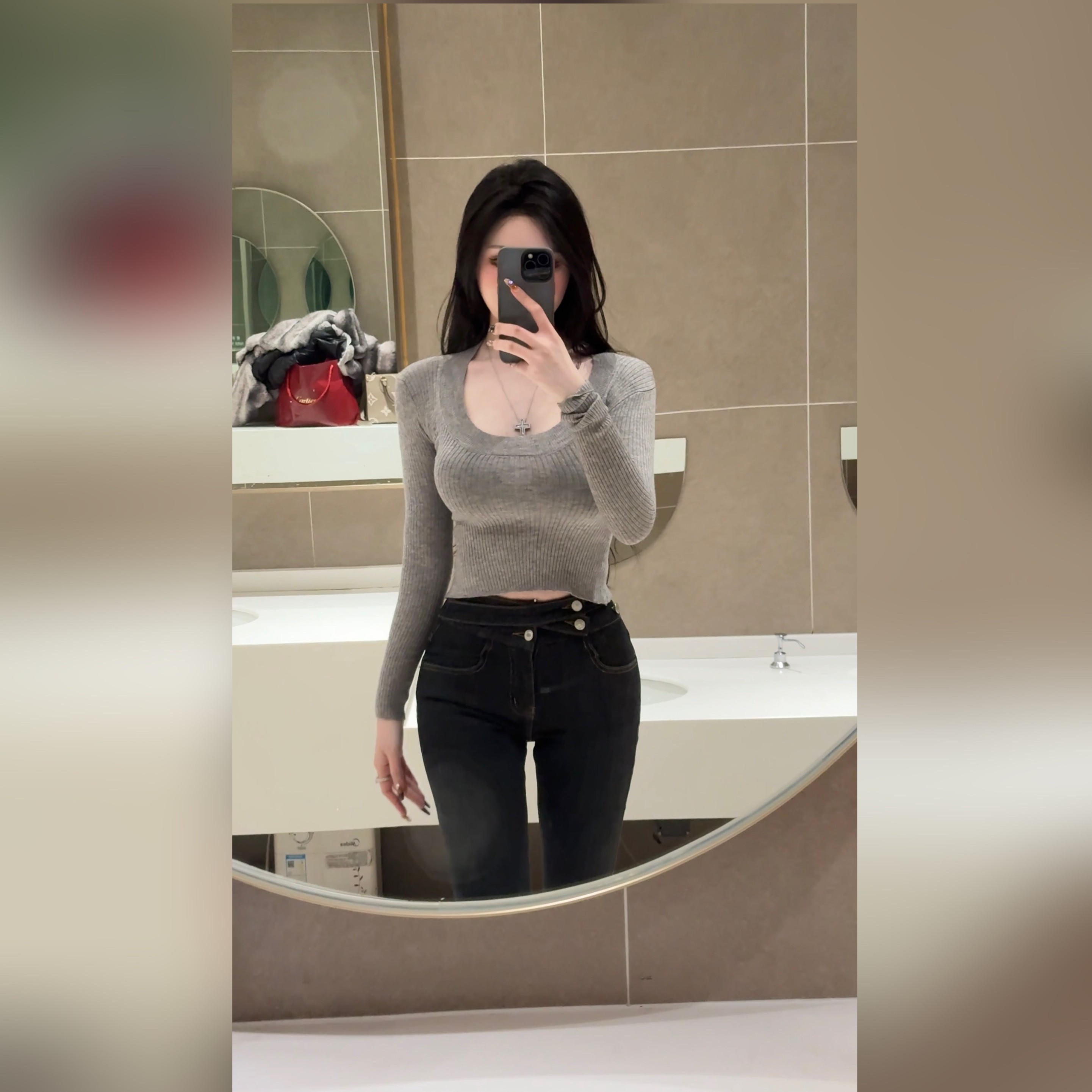 【彤彤专属】修身纯欲百搭打底针织衫新款u领长袖T恤紧身显瘦女