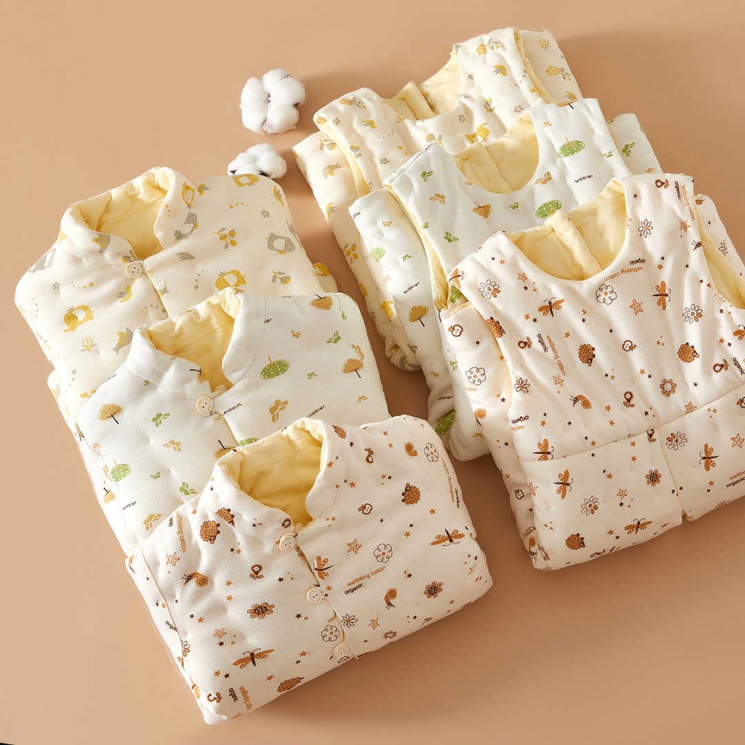 婴幼儿手工纯棉花棉袄背带裤套装儿童冬季加厚保暖棉服居家外出穿