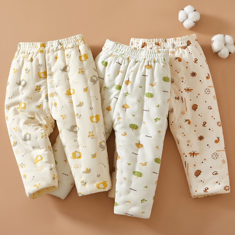 婴儿手工纯棉花加厚保暖棉裤儿童男女宝宝秋冬季居家外出内穿棉服