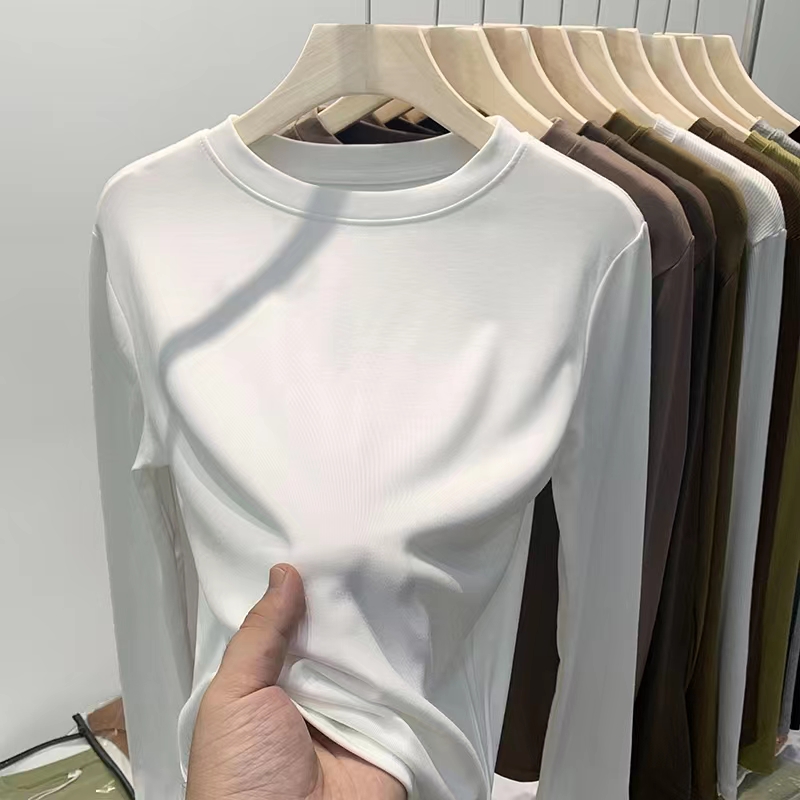 仙小白高货！280克春秋显瘦气质纯色打底衫百搭T恤长袖