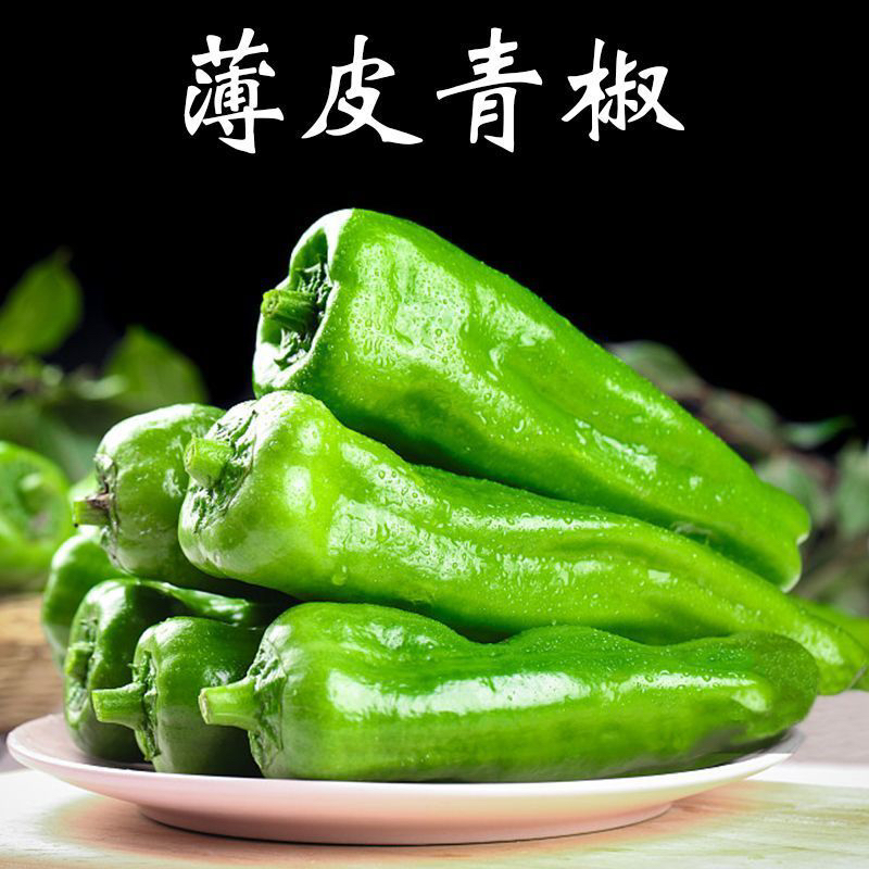 京东包邮产地现摘现发新鲜辣椒不辣青椒薄皮尖椒微辣菜椒3/5斤装