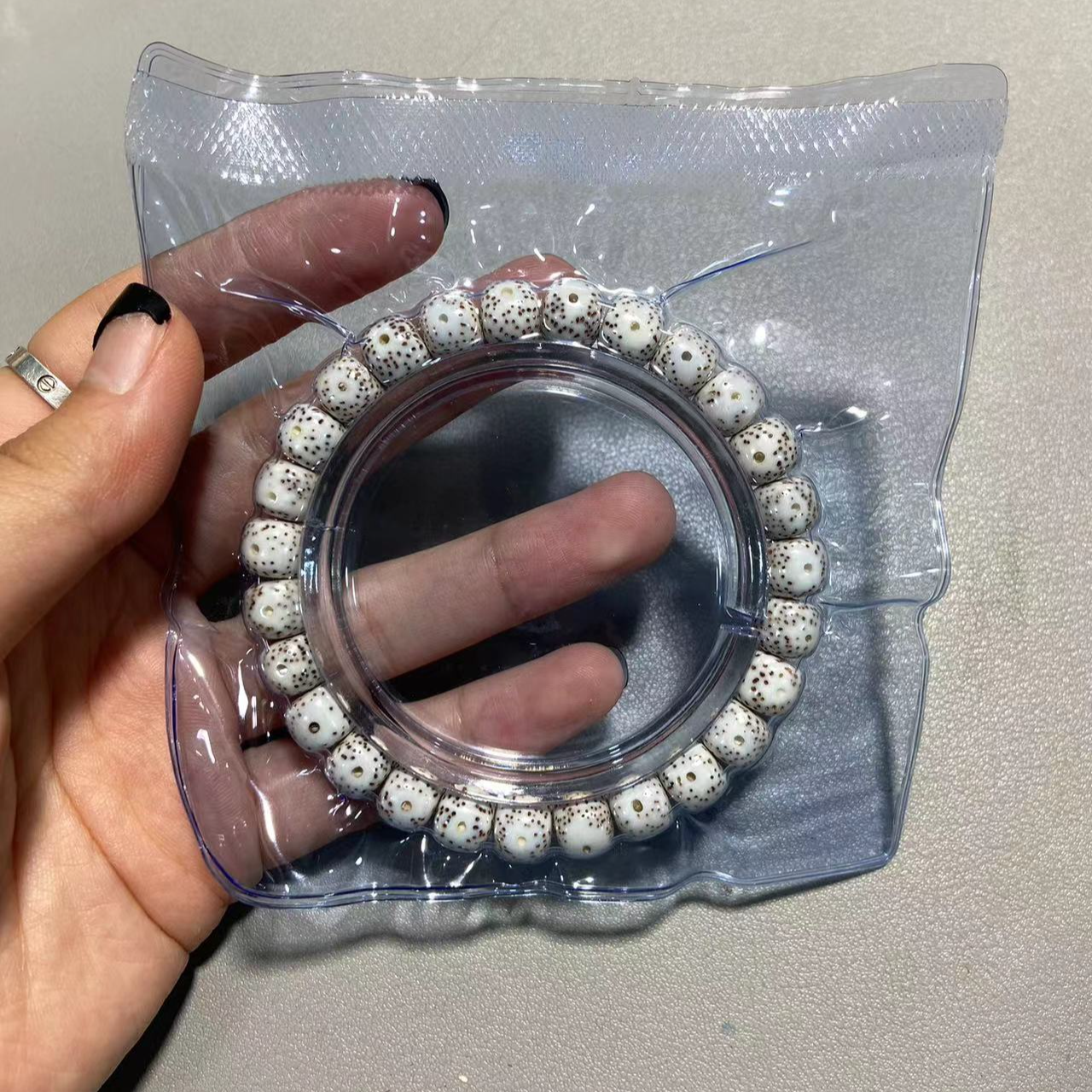 【Y362高瓷高抛】星月菩提毛感顺白大眼留白 卡9手串.