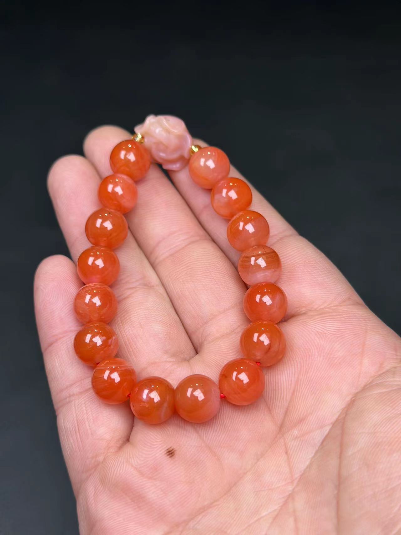 C63南红粉皮荔枝冻花开富贵DiY单圈卡1.0（多样性发其一）