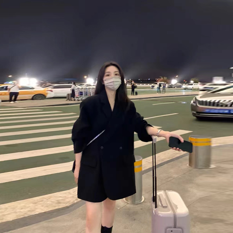 高级灰韩版小西装外套女2025早春新款宽松时尚气质休闲炸街西服