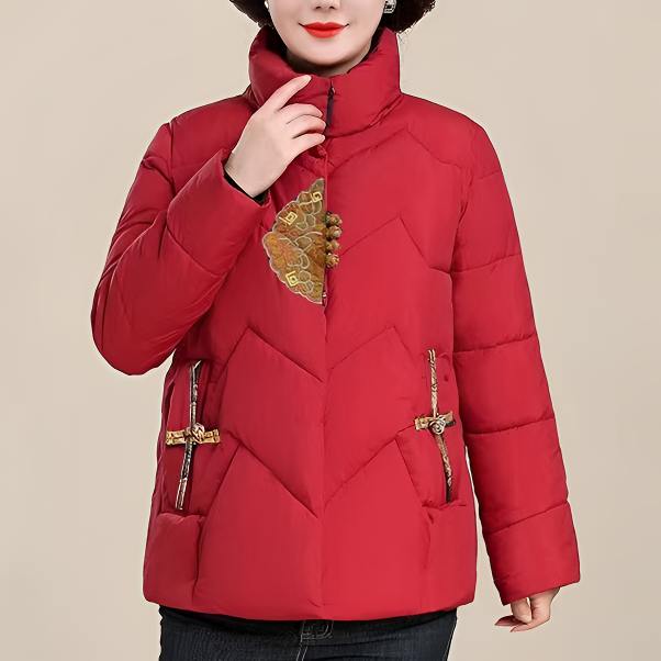 民族风新款妈妈装加绒加棉保暖短款冬季妈妈冬装外套棉服加厚棉袄