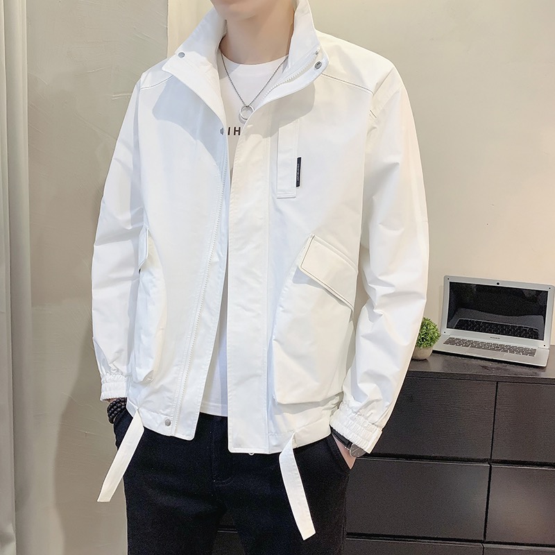 现货新品2025春秋新款男士工装纯色简约百搭夹克外套2808休闲时尚