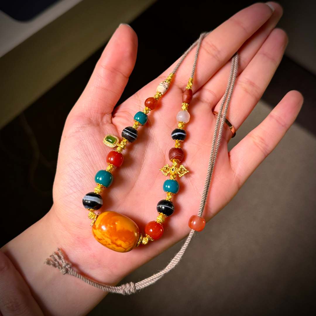 【多宝·项链系列】24K金老蜜蜡多宝颈链*-多样性发货