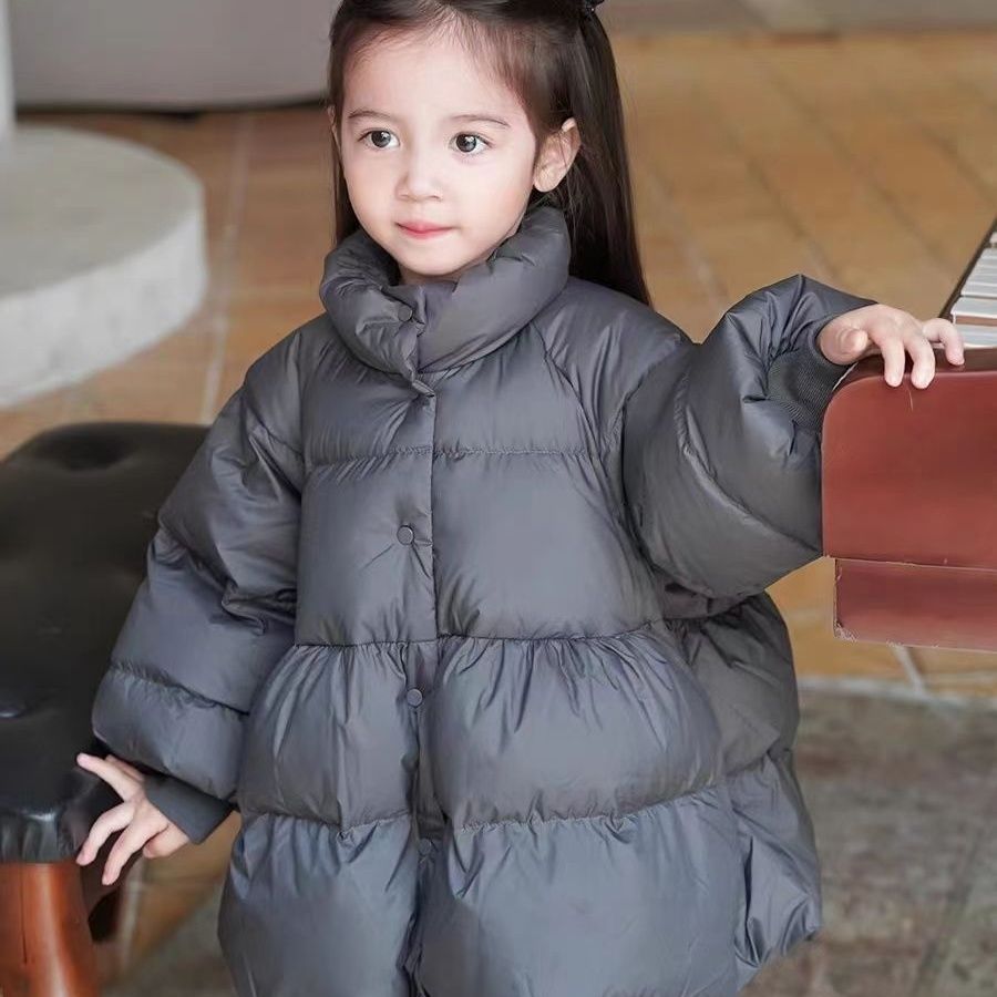 韩国童装女童棉服冬季新款女宝宝洋气立领加厚宽松保暖夹棉外套