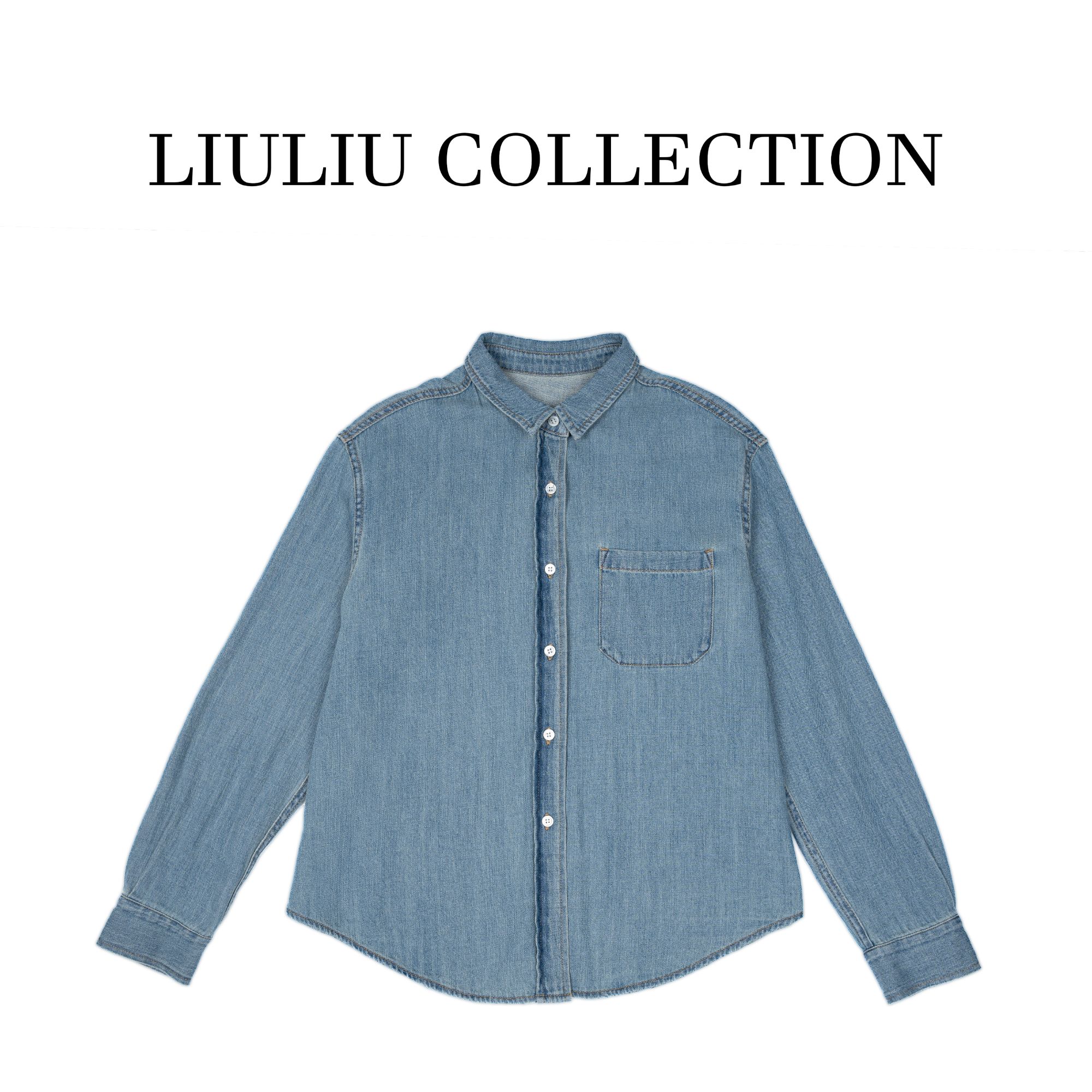 牛仔长袖衬衣 简约休闲艺衫衣E45