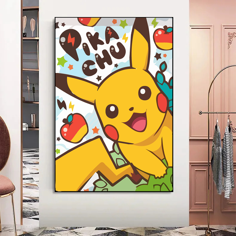 2024新款可爱皮卡丘卡通儿童卧室十字绣