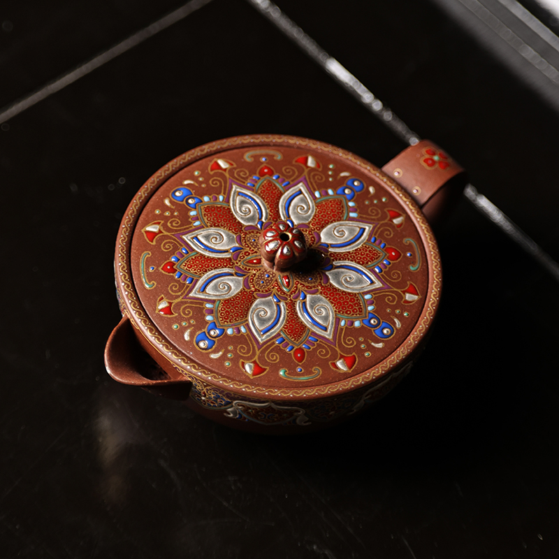 鹤堂【馨玉凝香】手绘珐琅彩 原矿中槽清 120cc手工制作 紫砂壶