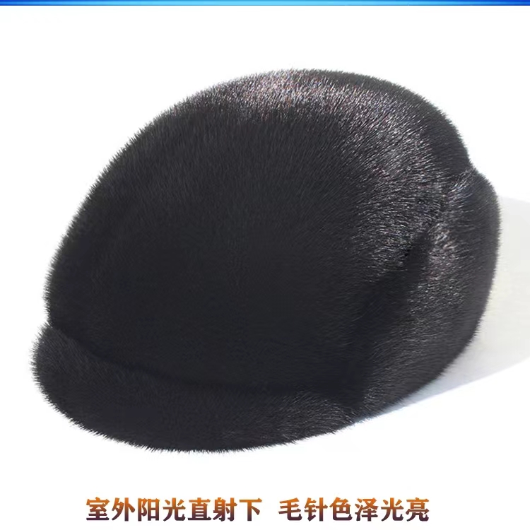 水貂皮帽子秋冬保暖新品鸭舌帽中老年整貂皮草帽冬季防寒护耳加厚