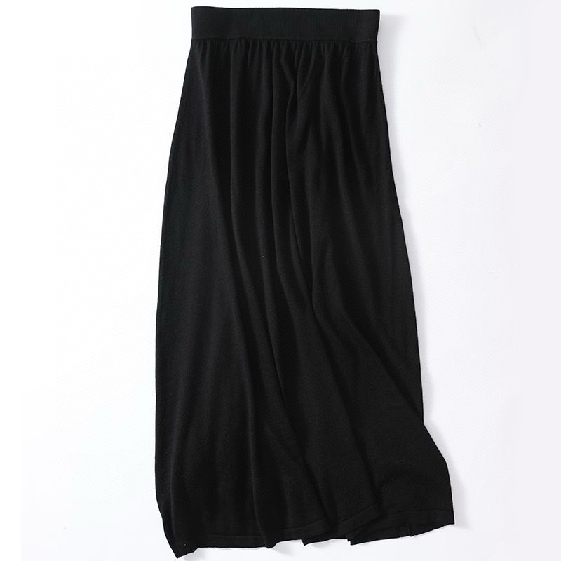 女士新款75%扬子纱25%桑蚕丝A字版针织半身裙