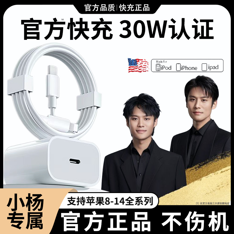 正品30W适用苹果快充数据线充电器充电线PD头14pro手机13原装平板