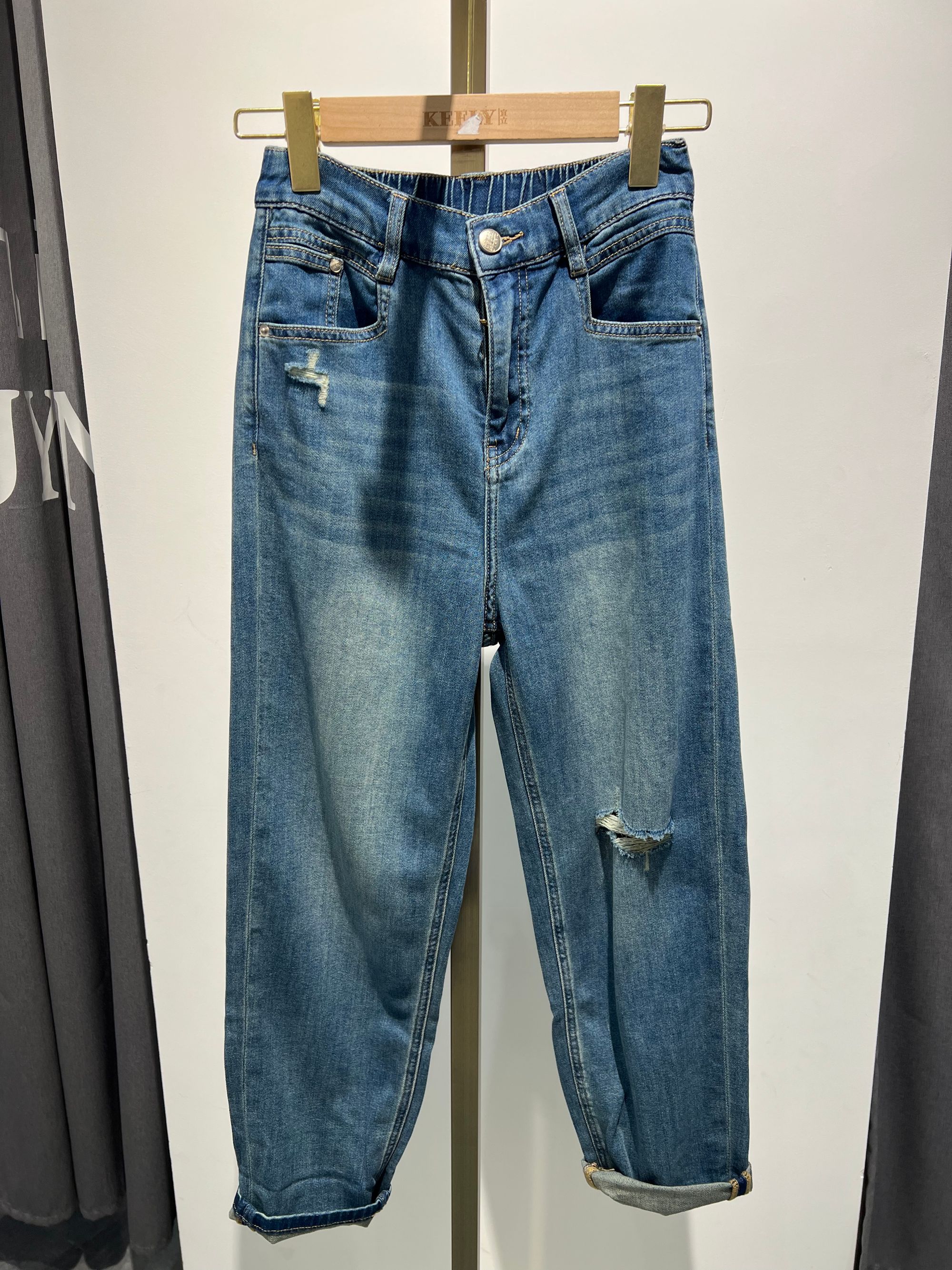 苏九颜家夏款破洞垮裤牛仔裤学院风休闲百搭秋季