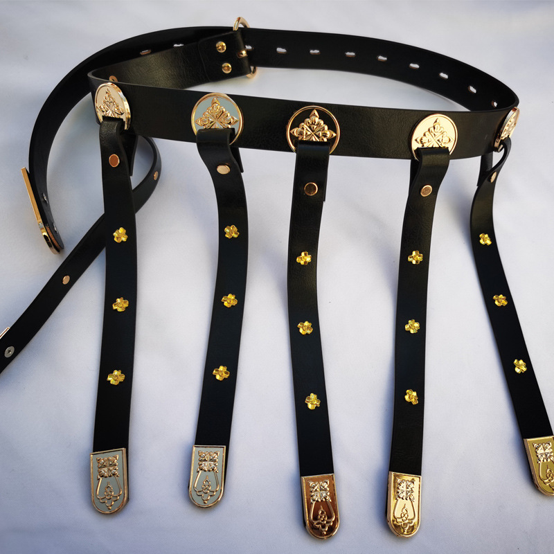 喜龄记儿童汉服腰带蹀躞革带男童明制男孩皮带腰封配饰唐制护腕宋