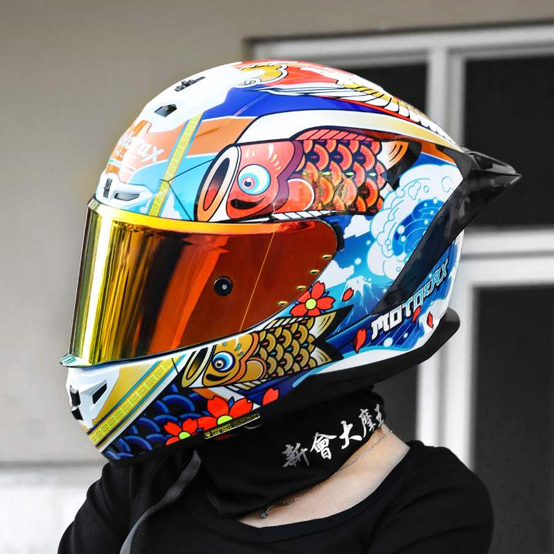 摩雷士R50S摩托车头盔机车全盔海贼王火影大尾翼跑盔仿赛四季通用