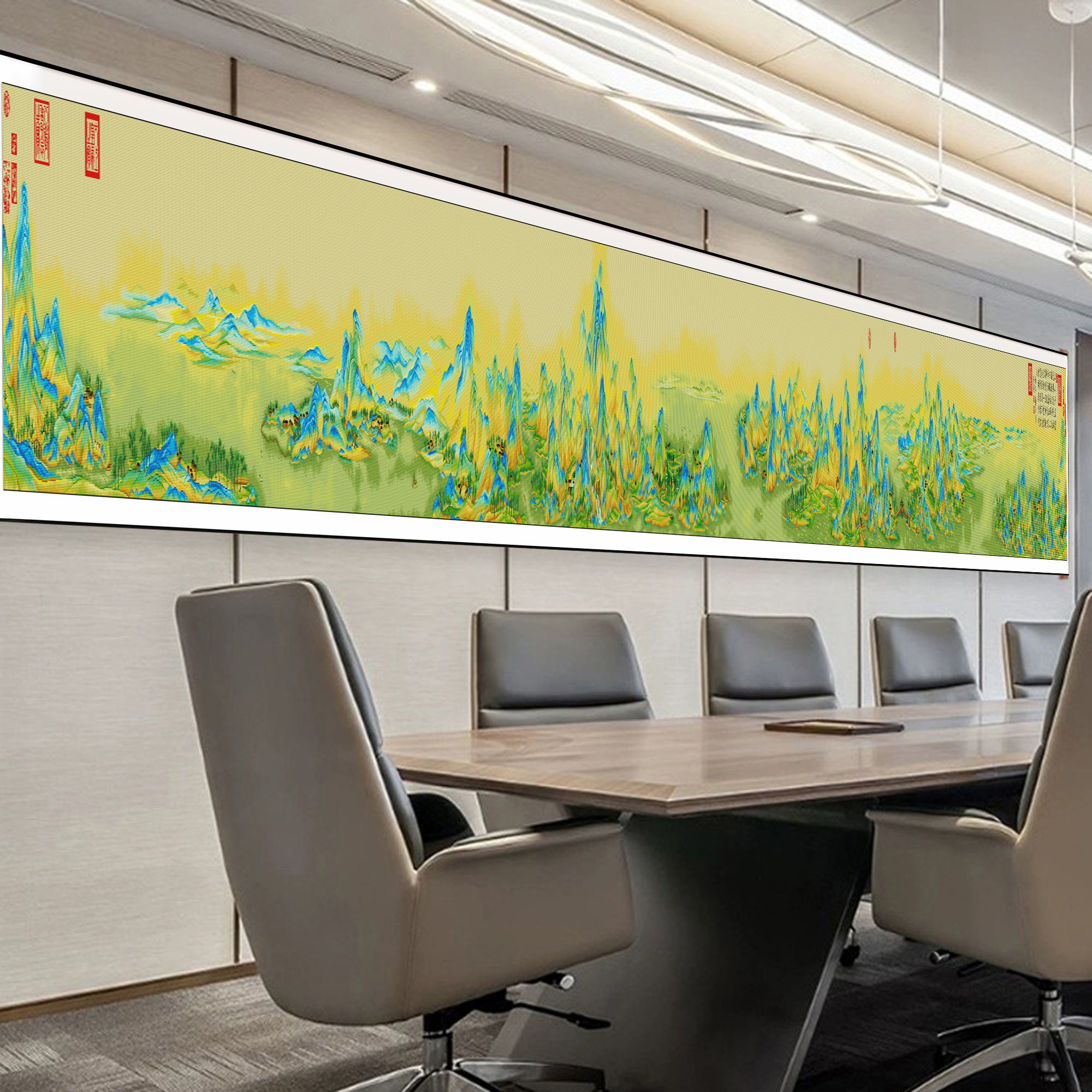 【古绢布】千里江山全景十字绣中格1200x75cm满绣39种绣线无勾边