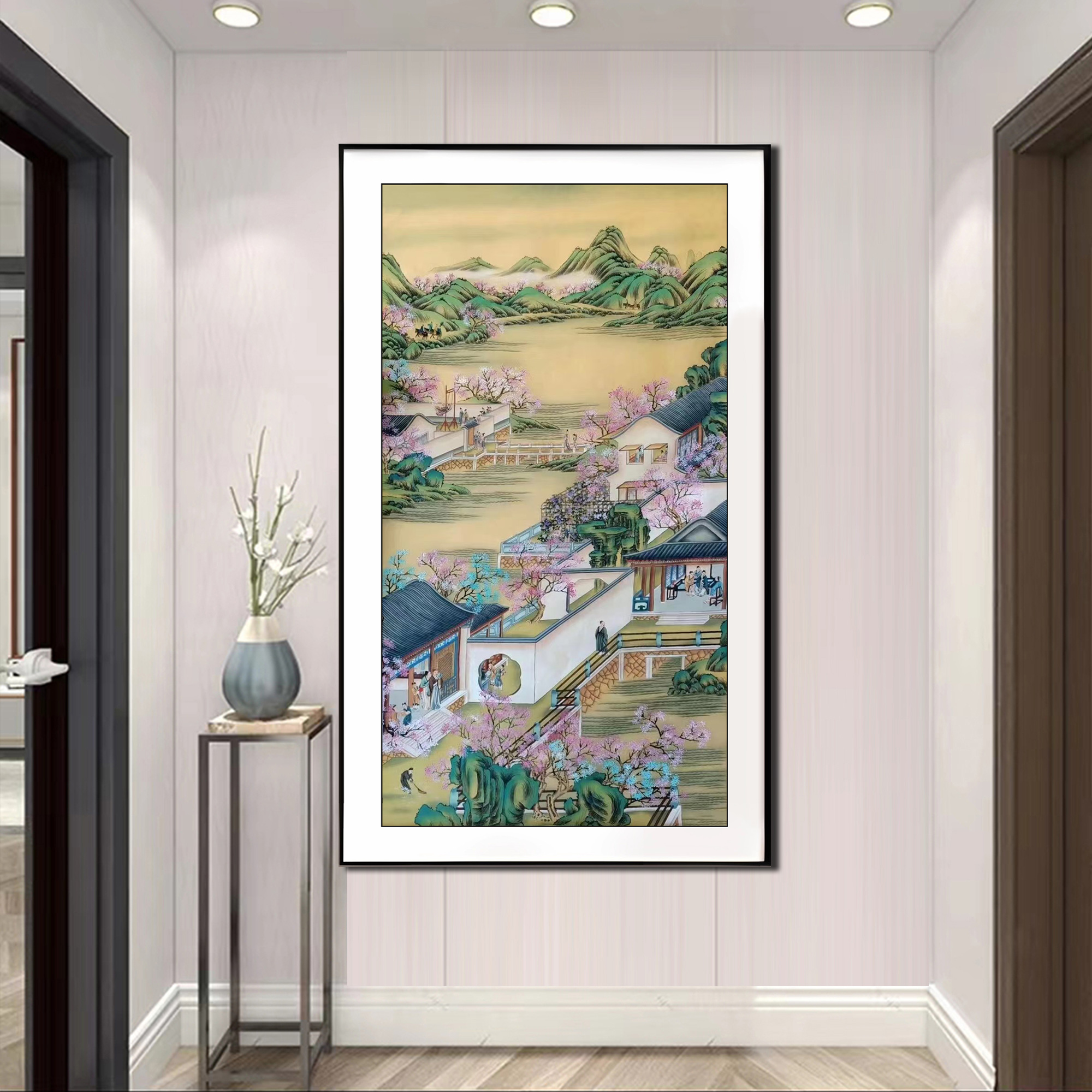 【新疆长绒棉双纱棉礼盒款】5654三月桃花源十字绣大格中国风玄关画