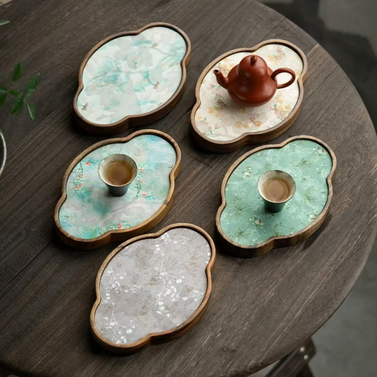 【时熙】胡桃木中式壶承功夫小型茶盘防水桌面干泡茶垫家用茶具国风