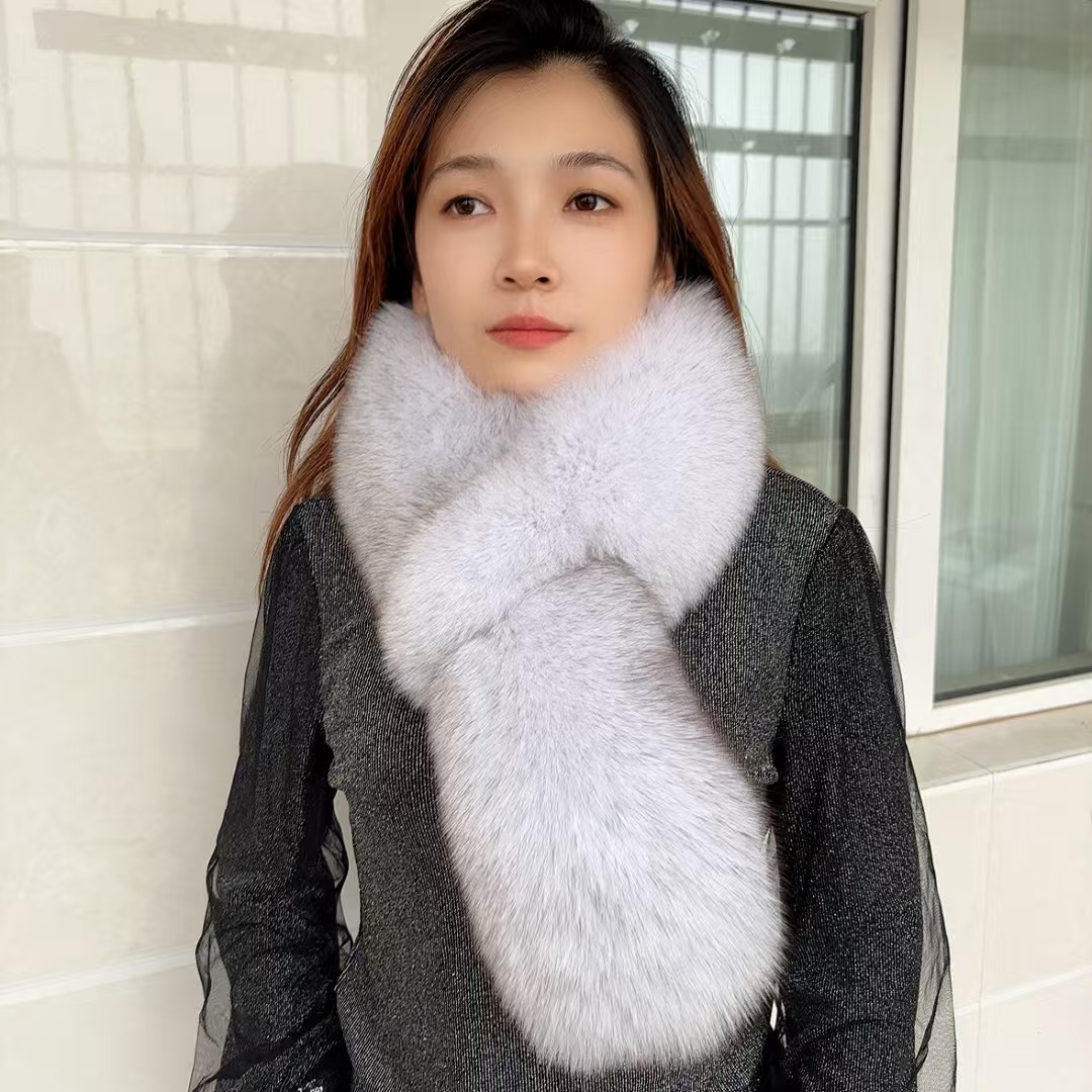 狐狸毛整皮皮草女士冬季围巾加厚保暖时尚百搭长款双面狐狸毛围脖