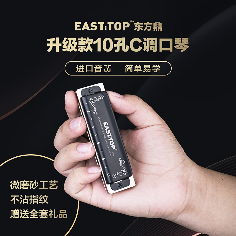EASTTOP东方鼎10孔蓝调布鲁斯口琴初学入门成人专业演奏T008K