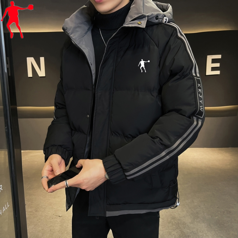 乔丹格兰羽绒服男款爆款2023新款正品连帽加厚保暖羽绒夹克男外套