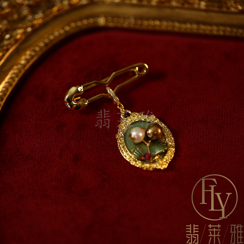 翡莱雅 气质设计师个性油画郁金香胸针-2151