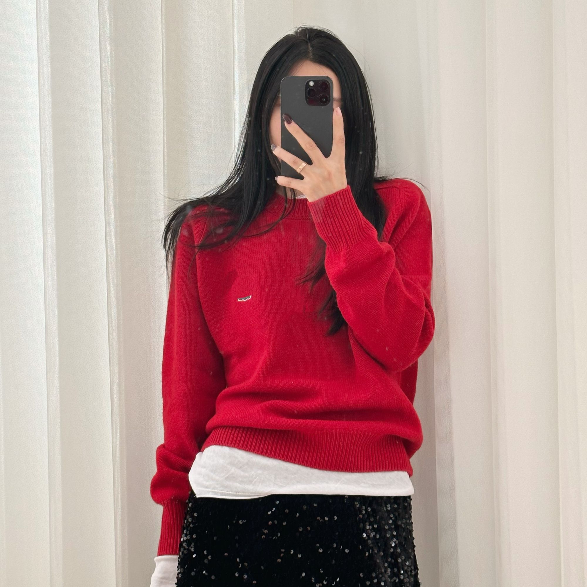 JSR studio 【鱼鱼】圆领针织休闲时尚百搭红色秋冬套头毛衣