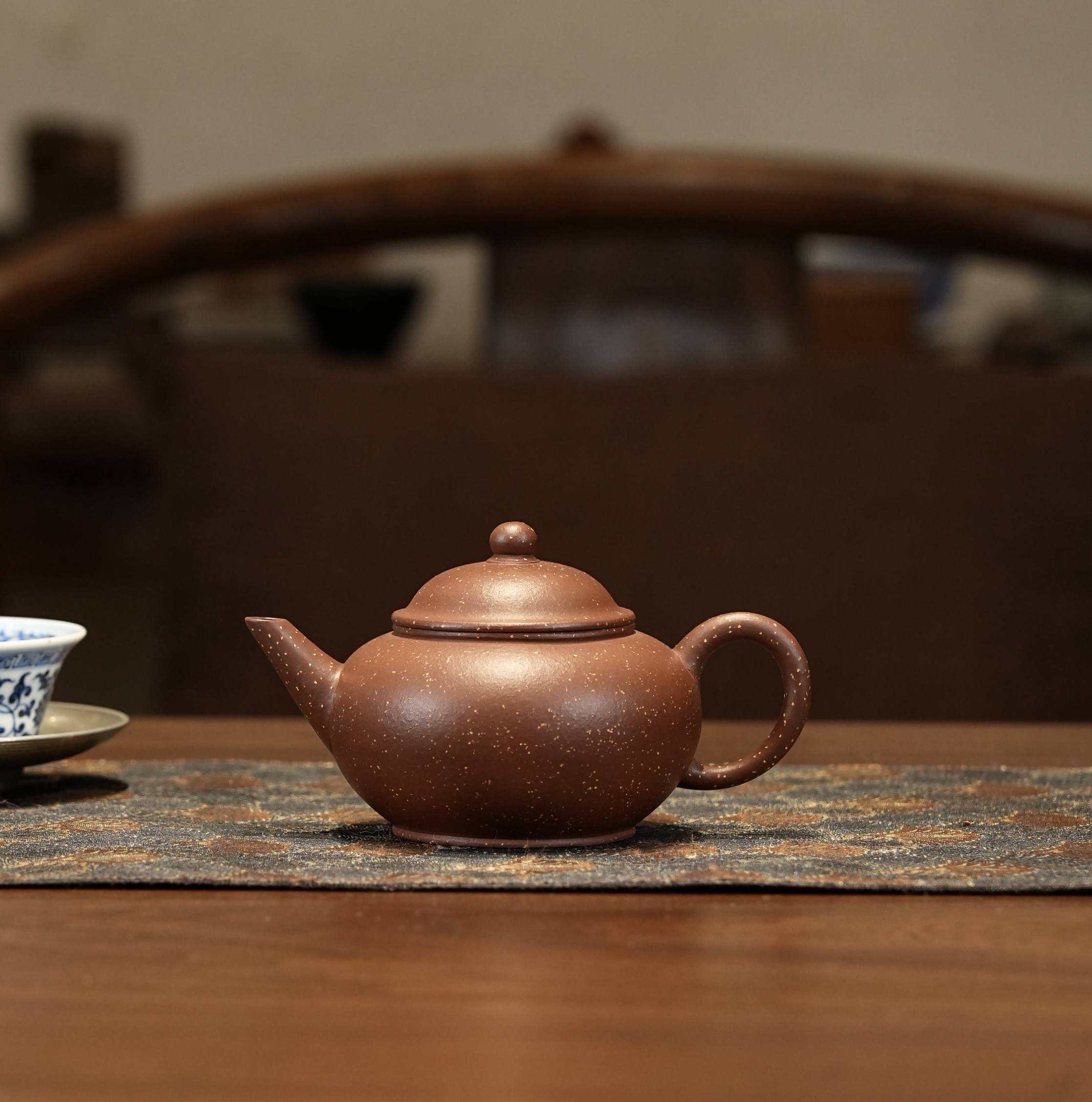 承古坊朱勤勇老师门下张燎作品《铺砂水平》紫砂壶全手工手制圆壶