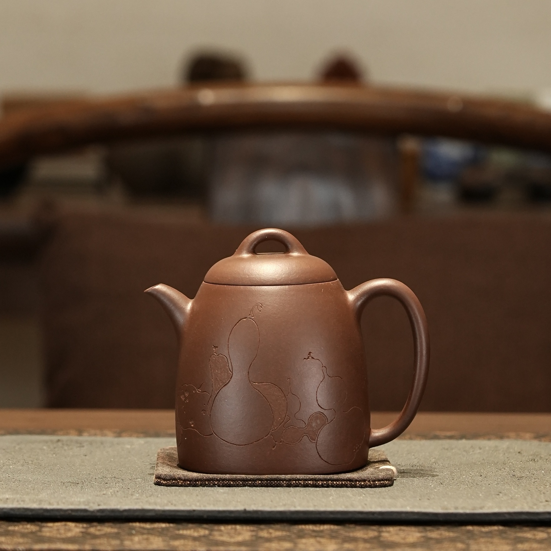 吴东元老师门下王善朝作品《大秦权》黄文艺刻绘全手工手制紫砂壶