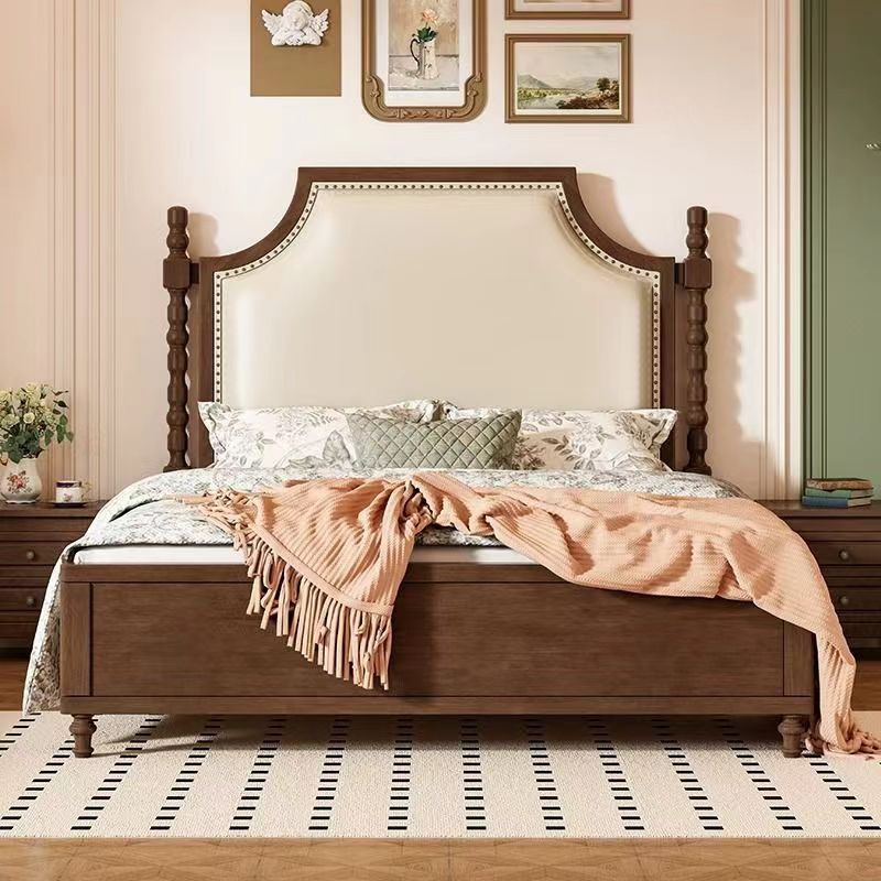 简约法式实木床双人床婚床家用中式主卧室床床架1.8米x2米