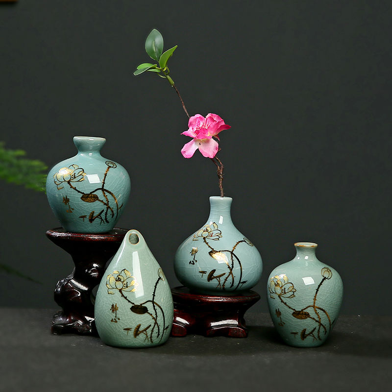 简约客厅创意插花摆件家居装饰陶瓷干花花瓶花艺摆设哥窑水培器皿
