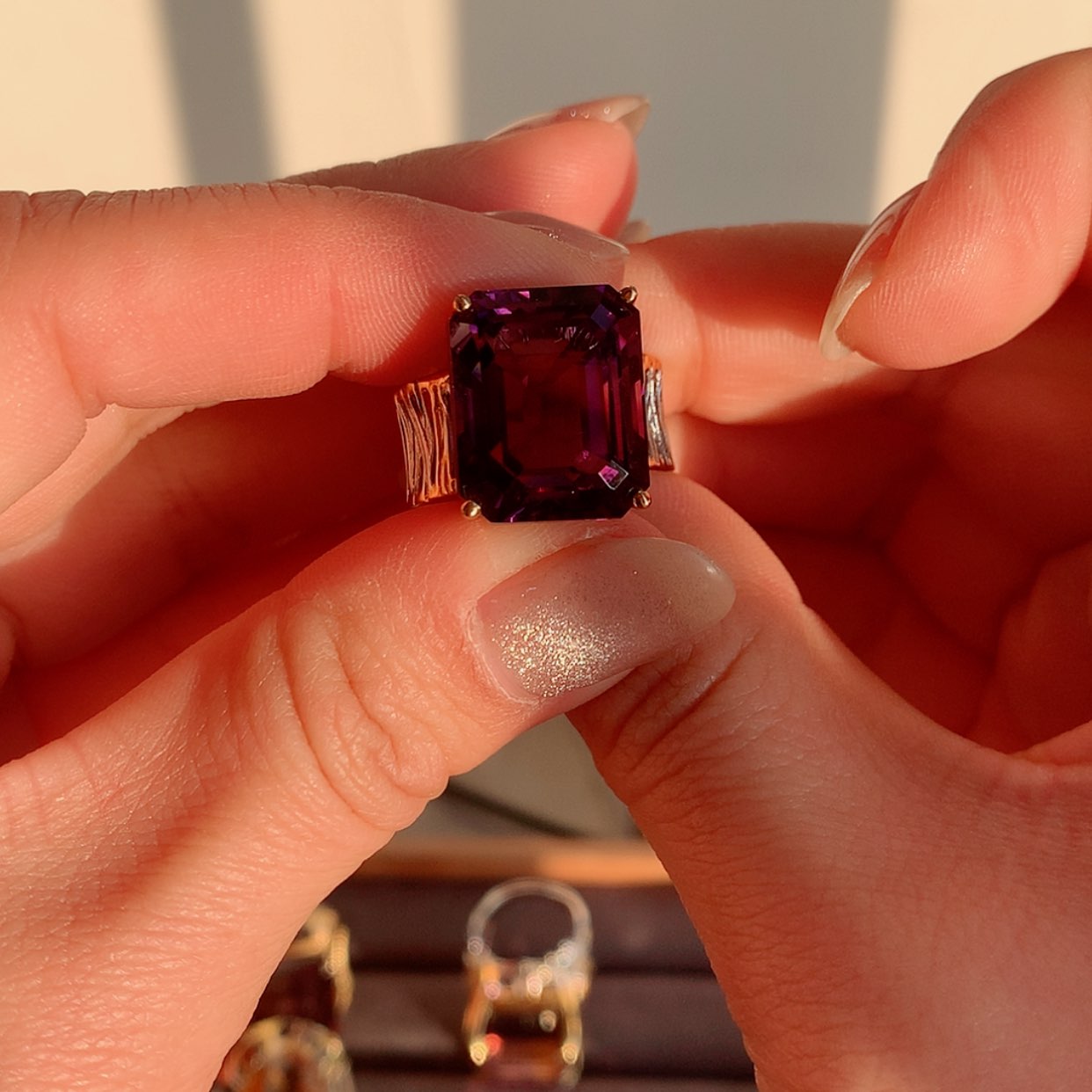 【闪购商品】紫晶戒指银S925镶嵌山*片