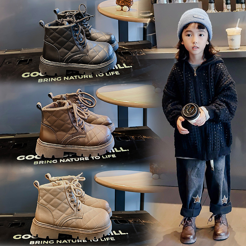 2023秋冬季新品女童小香风短靴英伦风儿童简约公主靴洋气靴子