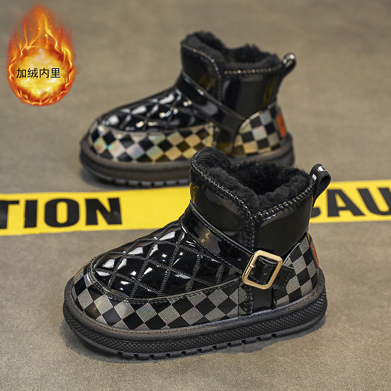 男童雪地靴冬款2023新款加绒加厚儿童靴子中大童防水防滑男孩棉鞋