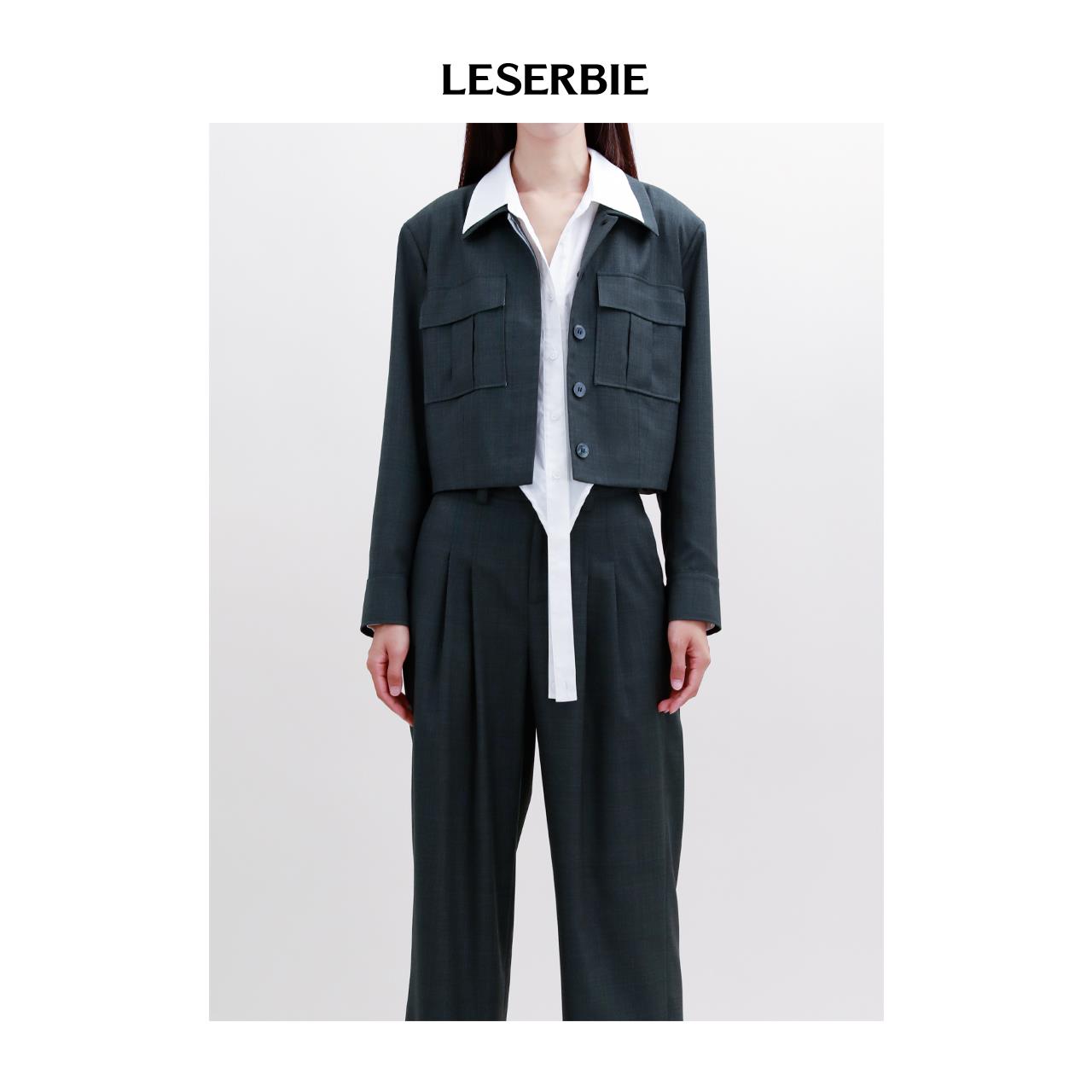 奕色【墨绿箱型夹克】短款合身版