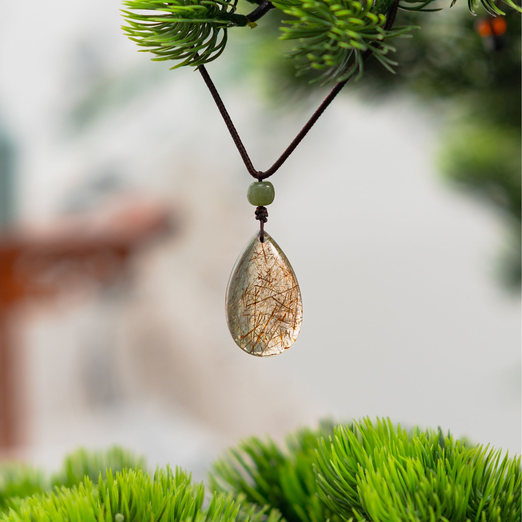 老君山精美复古黑金超七吊坠男女同款天然水滴型百搭吊坠时尚