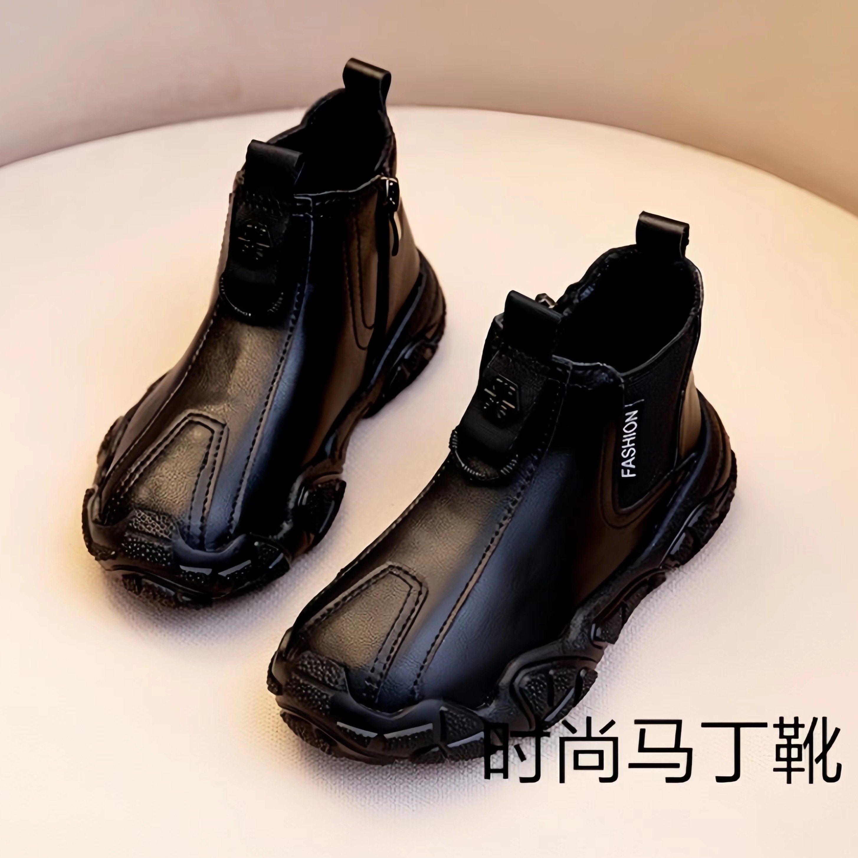 回力瑞儿童马丁靴时尚加绒洋气靴子皮鞋时尚短靴鞋子冬季2023新款