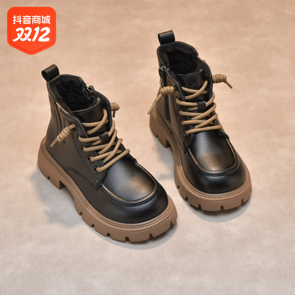 回力瑞儿童马丁靴2023秋冬新款女童靴子加绒加厚大童冬季男童短靴