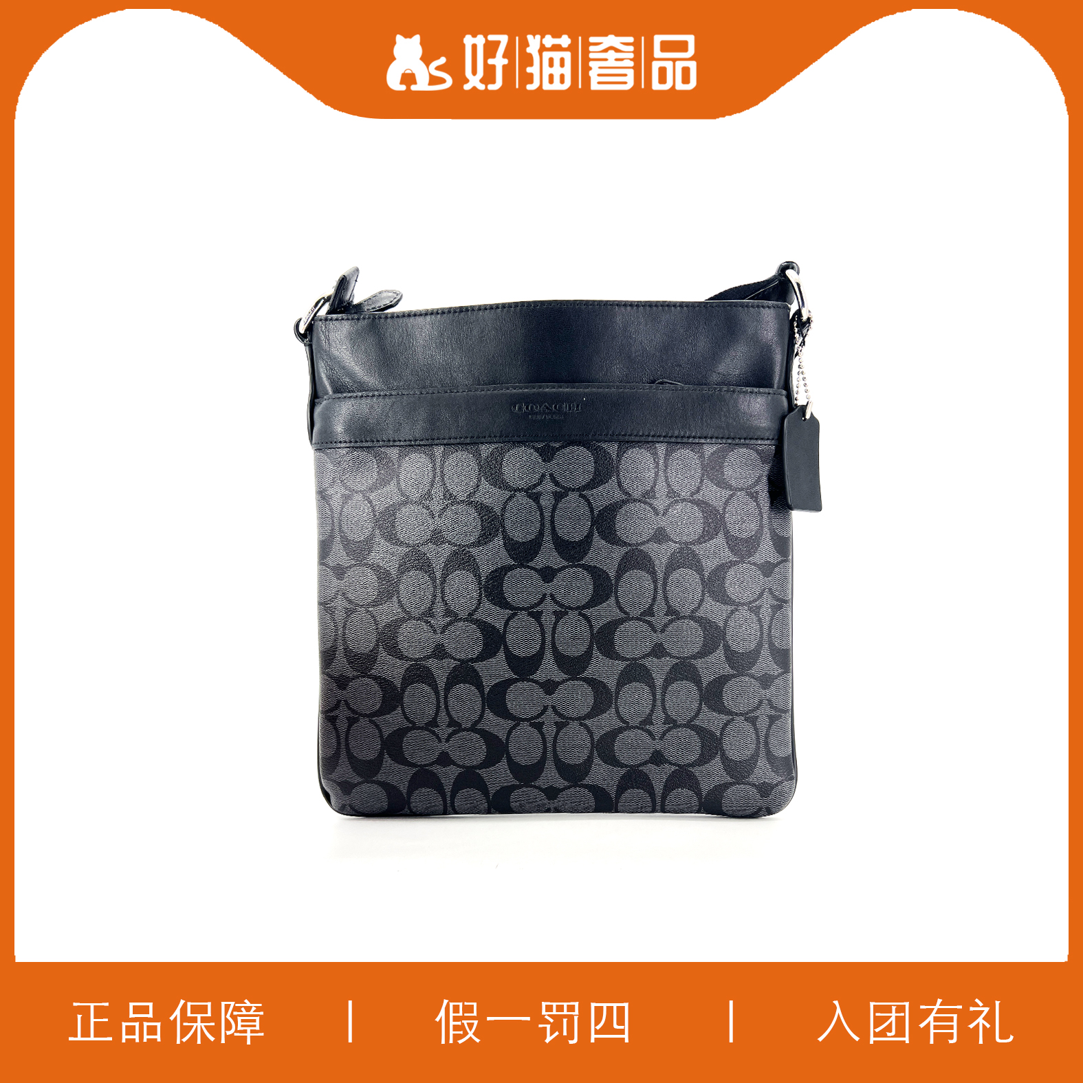 95新 COACH/蔻驰 蔻驰老花斜挎包/W1736/28X29X2