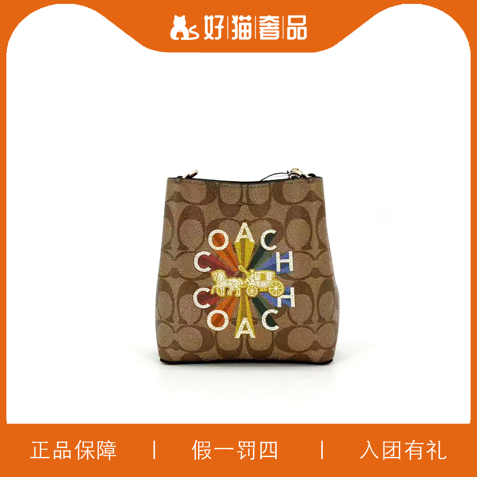 99新 COACH/蔻驰 蔻驰印花水桶包/W1807/15X16X7