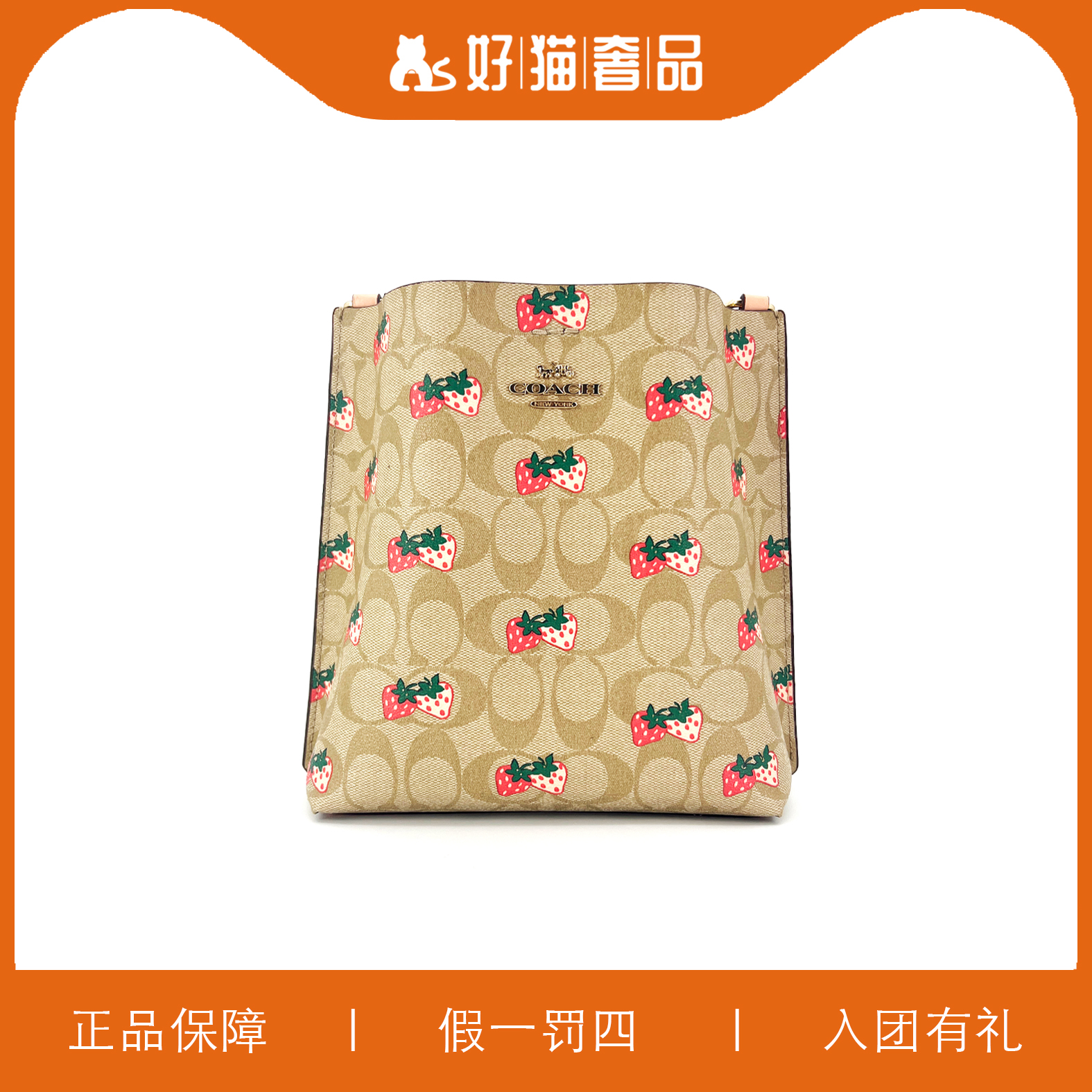95新 COACH/蔻驰 蔻驰小草莓水桶/A3750/23X22X9