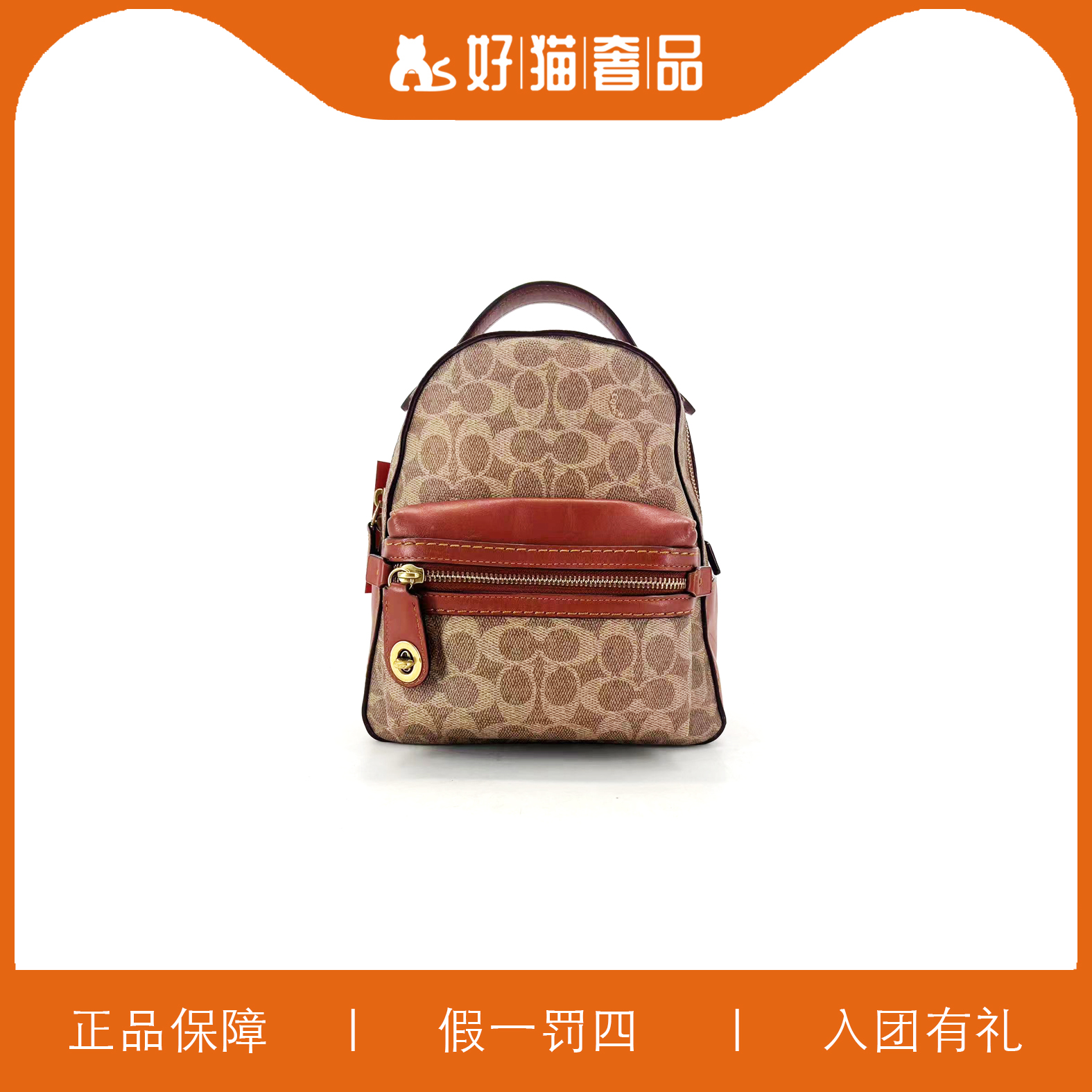 95新 COACH/蔻驰 蔻驰老花双肩包/Y5795/24X26X12