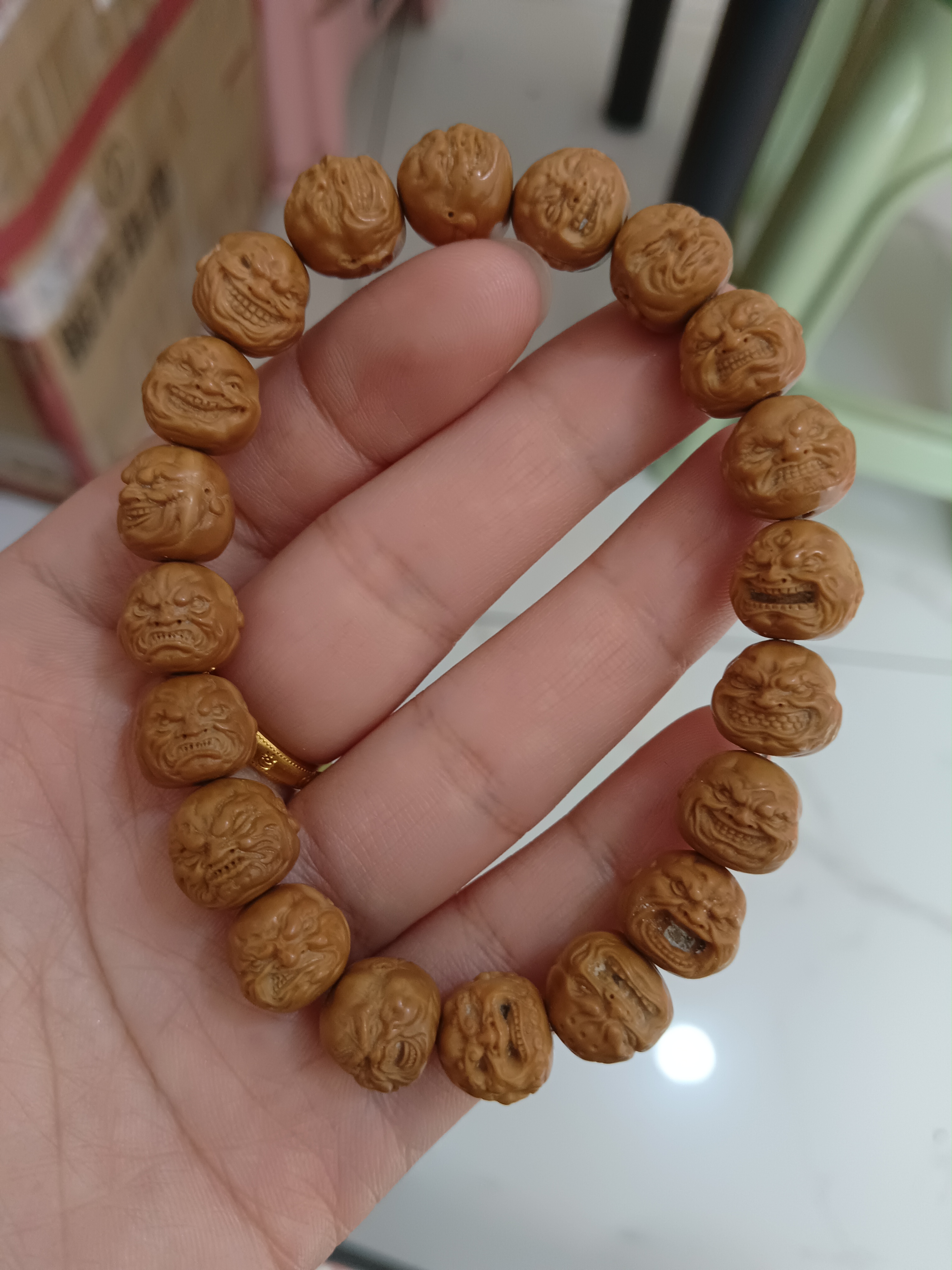 山鬼恶僧猴头核桃手串雕刻文玩