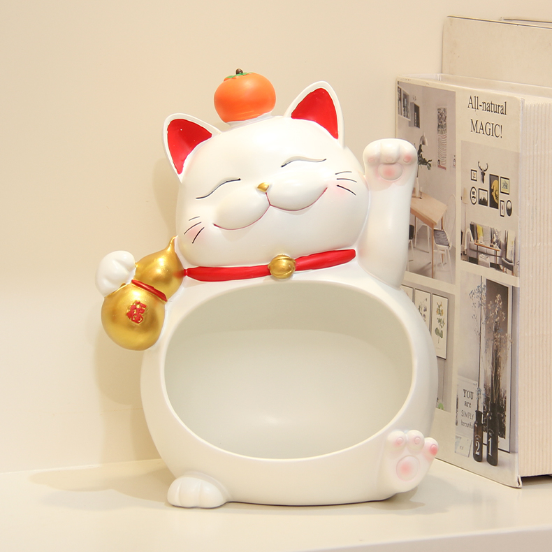 招财猫钥匙收纳摆件进门入户玄关鞋柜家居桌面装饰品乔迁新居礼品