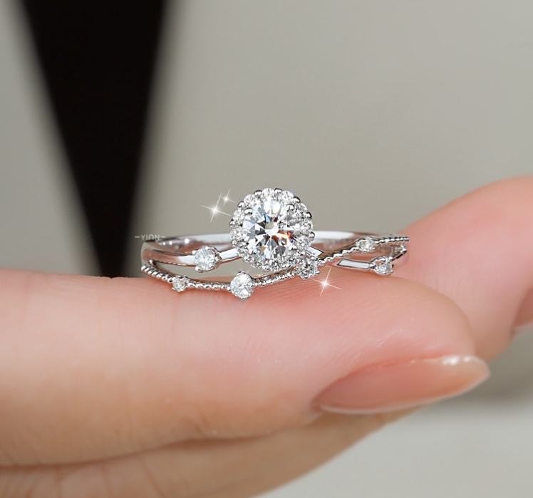 足银戒指 （灿若星辰戒指）时尚不掉色钻戒轻奢可调节婚戒送女友