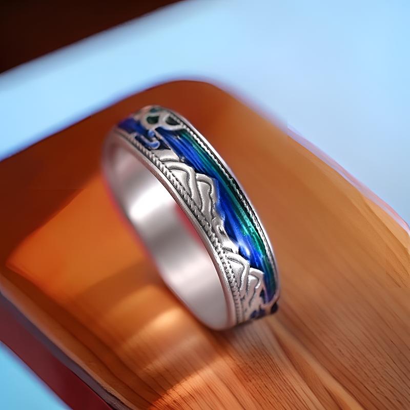 足银珐琅戒指 （珐琅山河戒指）万里江山景泰蓝复古国风纯银戒指