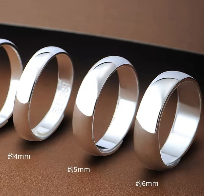 足银戒指 足银戒指   【光面素圈足银戒指】时尚简约个性韩版可调节
